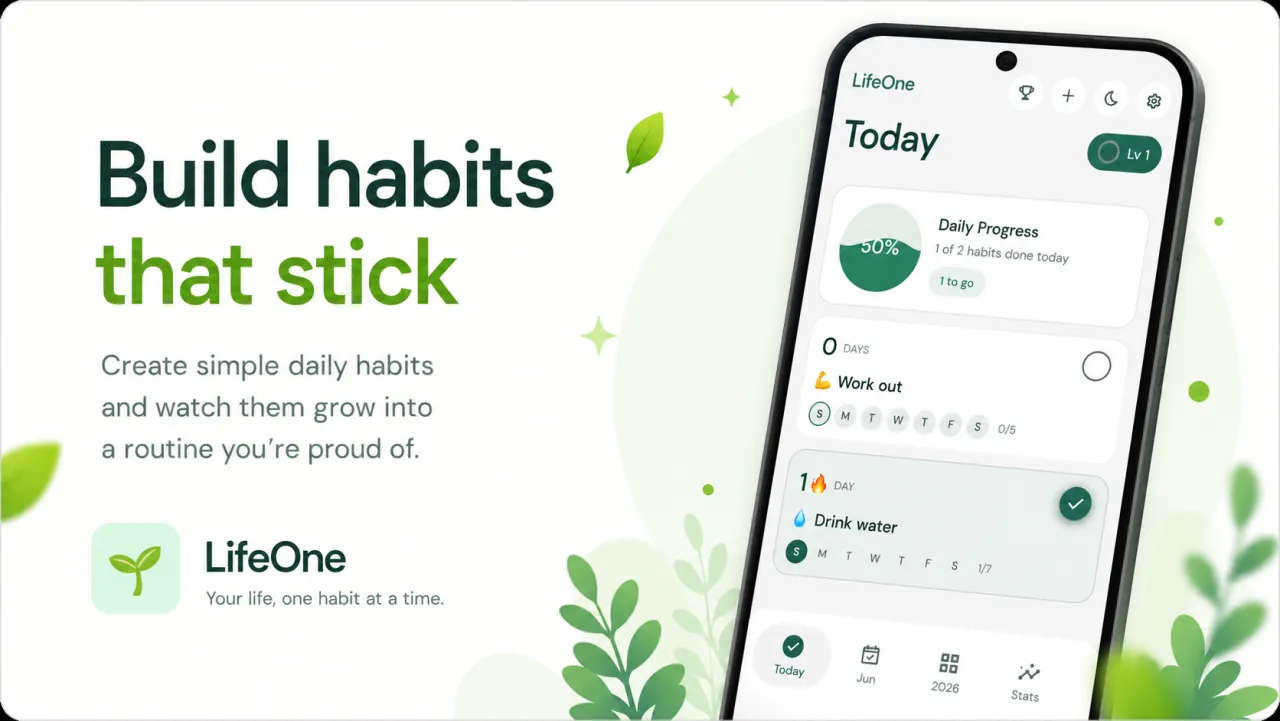 LifeOne Today screen with daily progress